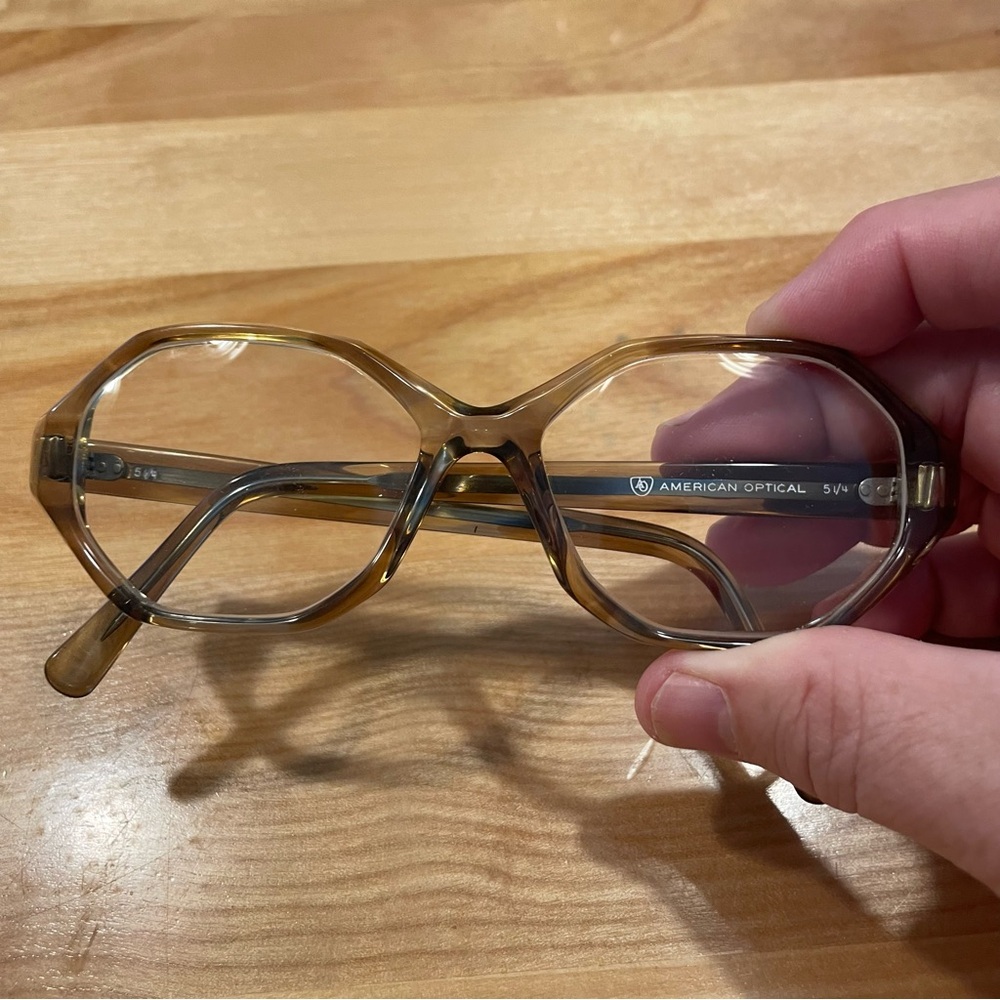 American optical frames in excellent shape. Hexagonal shape